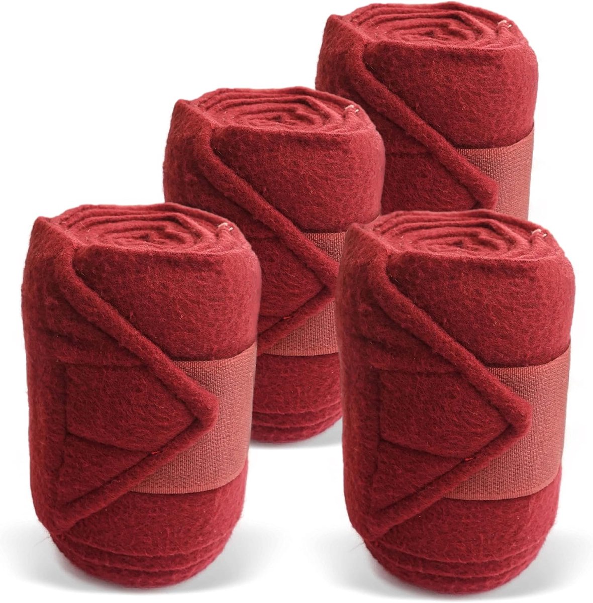 Bandages voor paard van fleece met klittenbandsluiting - fleece bandages paard in set van 4 met praktische opbergtas (Mini Shetland Pony (Mini Shetty), bordeaux)