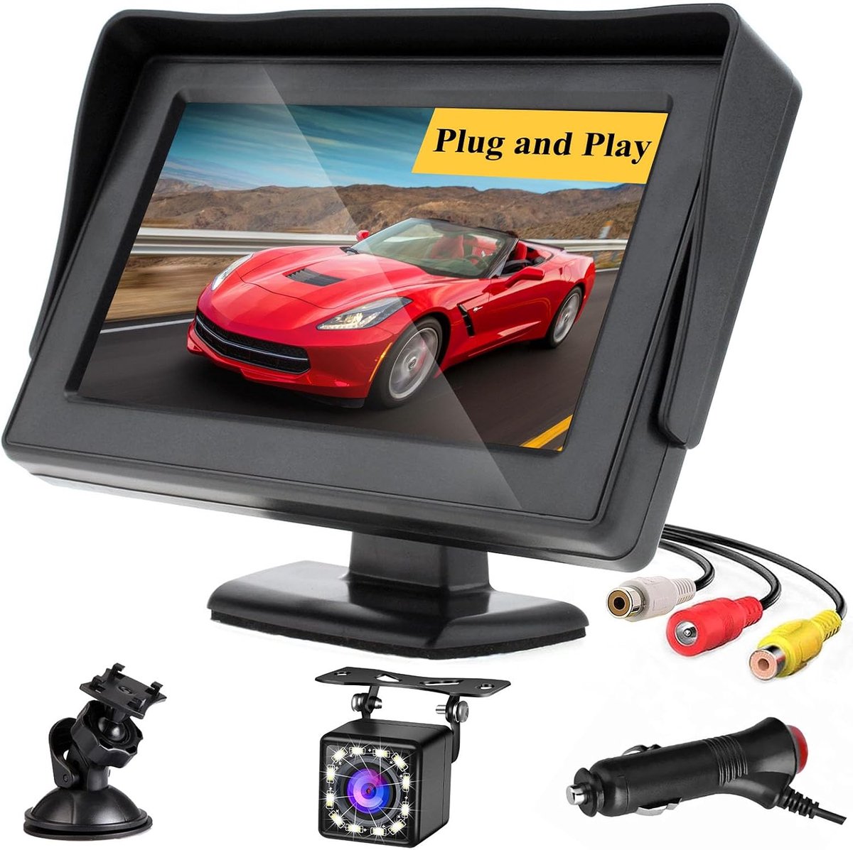 Achteruitrijcamera Systeem 12LED Nachtzicht, 4,3 Inch Waterdicht Scherm Voor SUV Truck Camper + 33FT Kabel