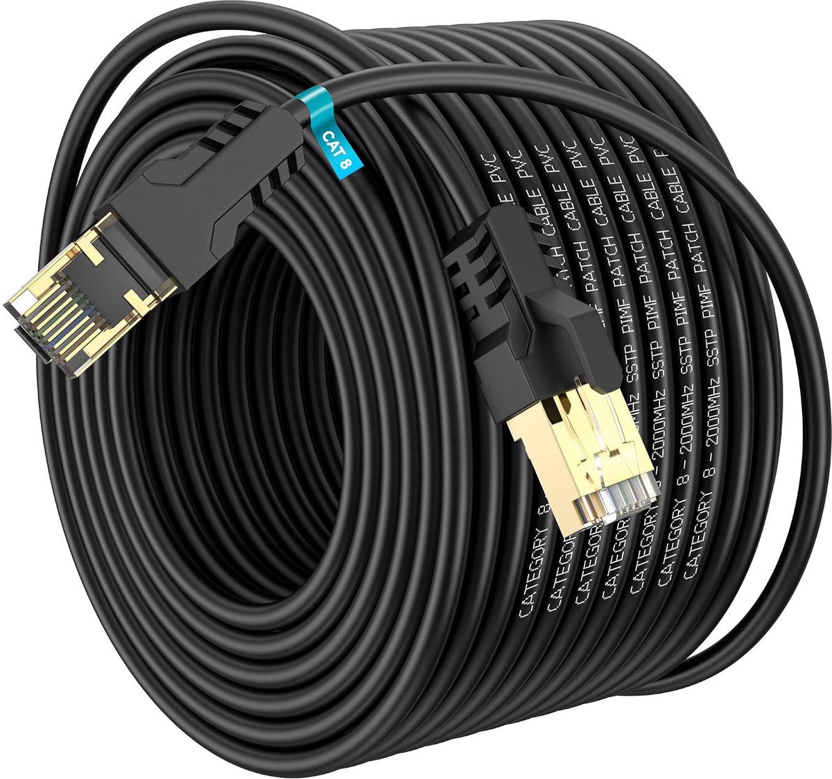 Cat 8 Ethernet kabel 40m, Ethernet Cable Netwerkkabel RJ45 Kabel High Speed 40Gbps 2000MHz, Compatibel met Pc/Modem/Router/Game, Sneller dan Cat7/Cat6/Cat5