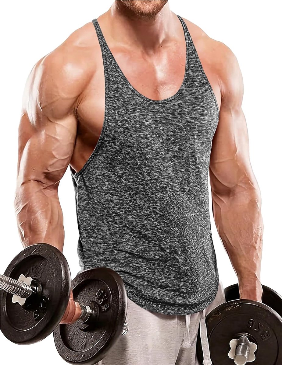 Cmdr Stringer tanktop voor heren, Y-rug, fitness, spiershirt, sneldrogend, sport, bodybuilding, tanktop