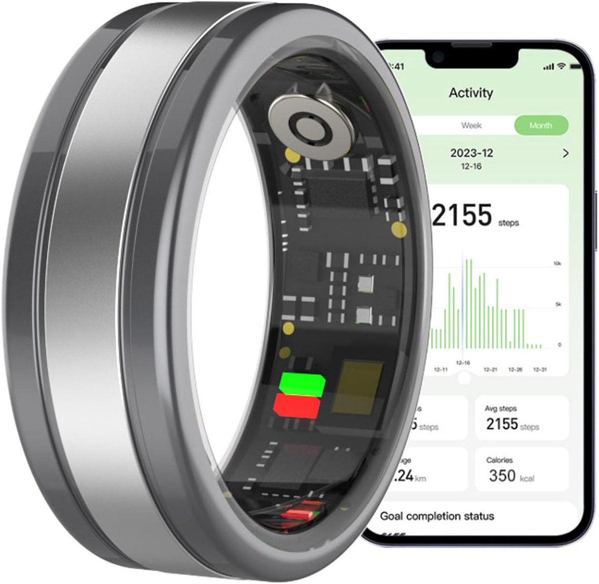 Ring Heren Dames Met Bluetooth, Gebarenbediening, Waterdichte Fitness Tracker, Gezondheids- En Stappenbewaking, Lichtgewicht Slimme Ring Voor IOS En Android,8,B