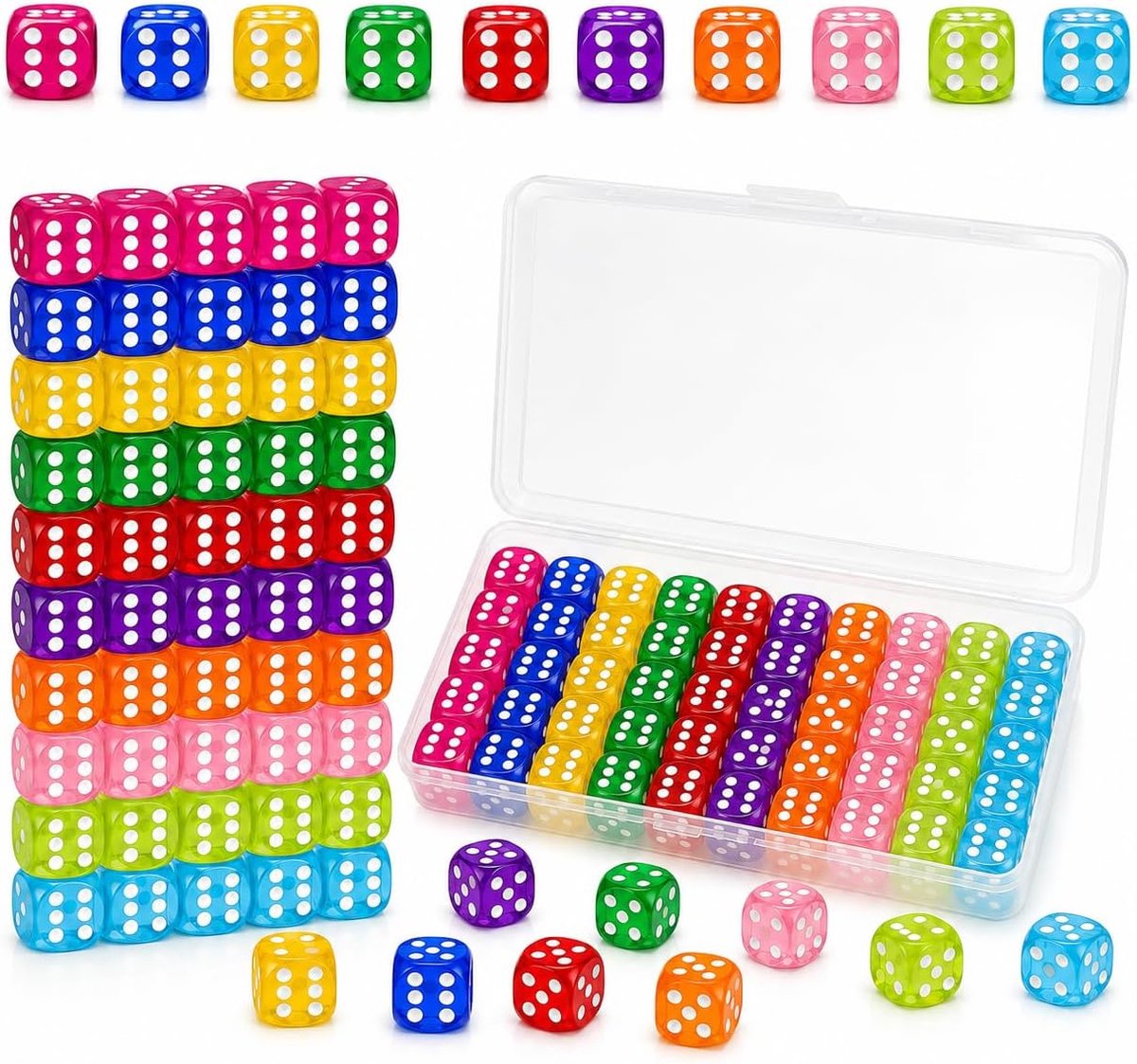 14 mm transparant kleurrijk 50 stuks met doos voor gezelschapsspellen gezinnen kerstcadeau