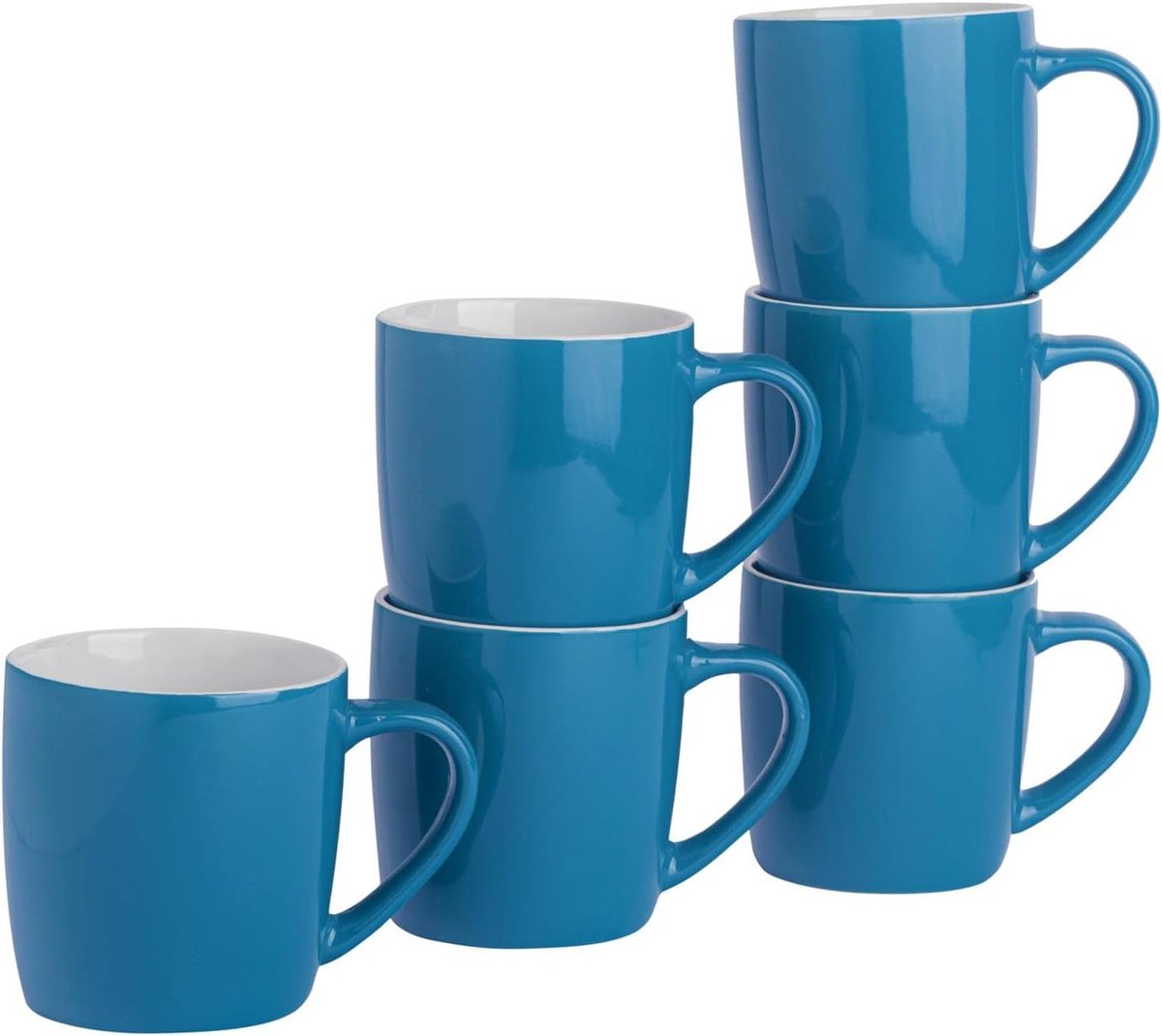 Thee vaatwerk van de koffie - 6pc hedendaagse gekleurde ceramische koppen Set - 350 ml - Blue - Pack van 6