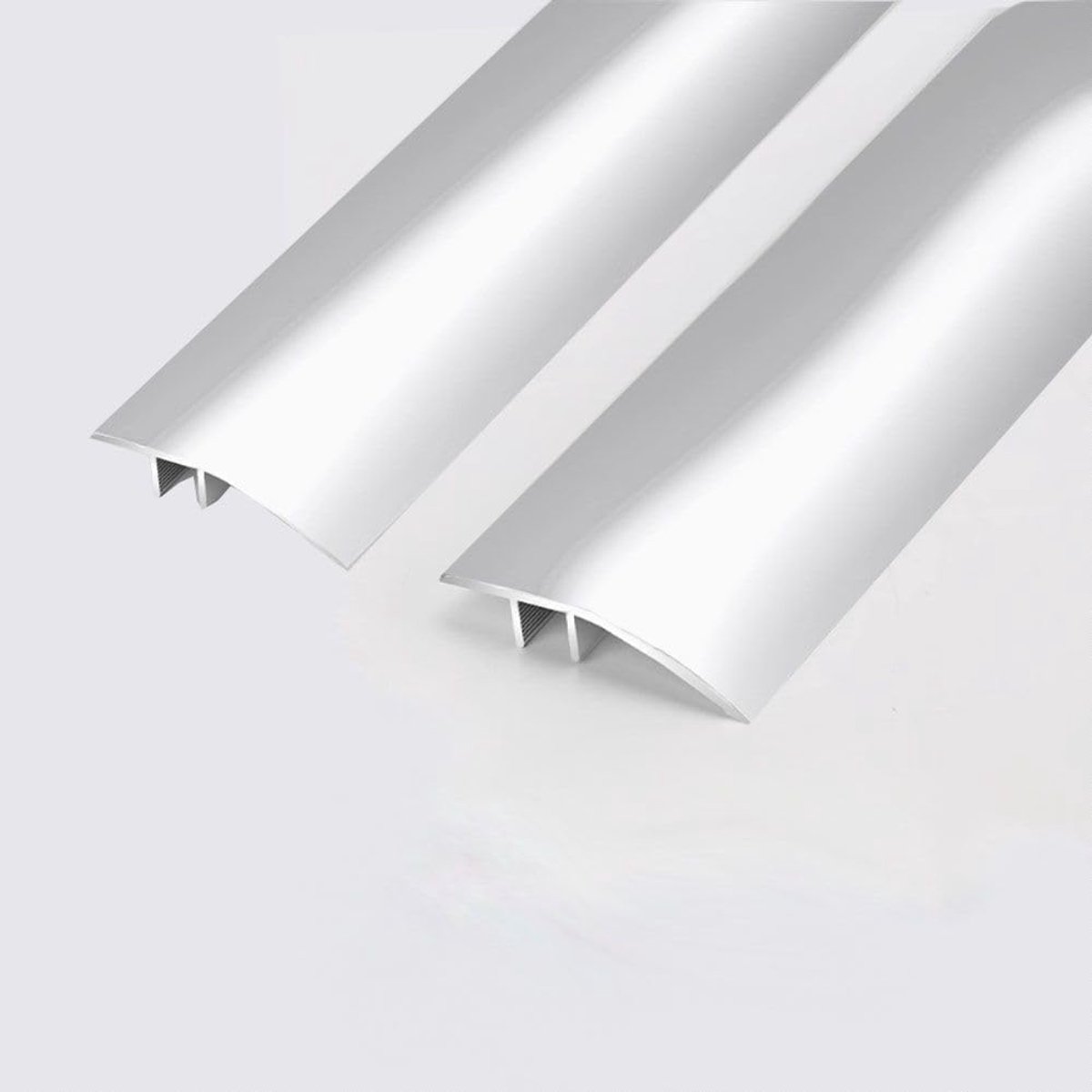 1 m 2 stuks aluminium vloerovergangsstrip deurstang - zilveren drempelhelling, 4,3 cm breedte, bruggen 6-12 mm hoogtespleet voor deuropeningen, tegellaminaatplanken