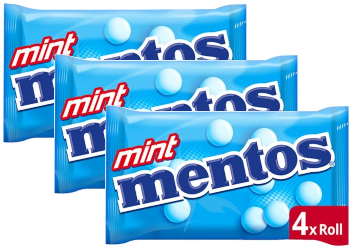 Mentos Mint - Multipack - Snoep - 3x (4 Rollen - 150g (4x37,5g))