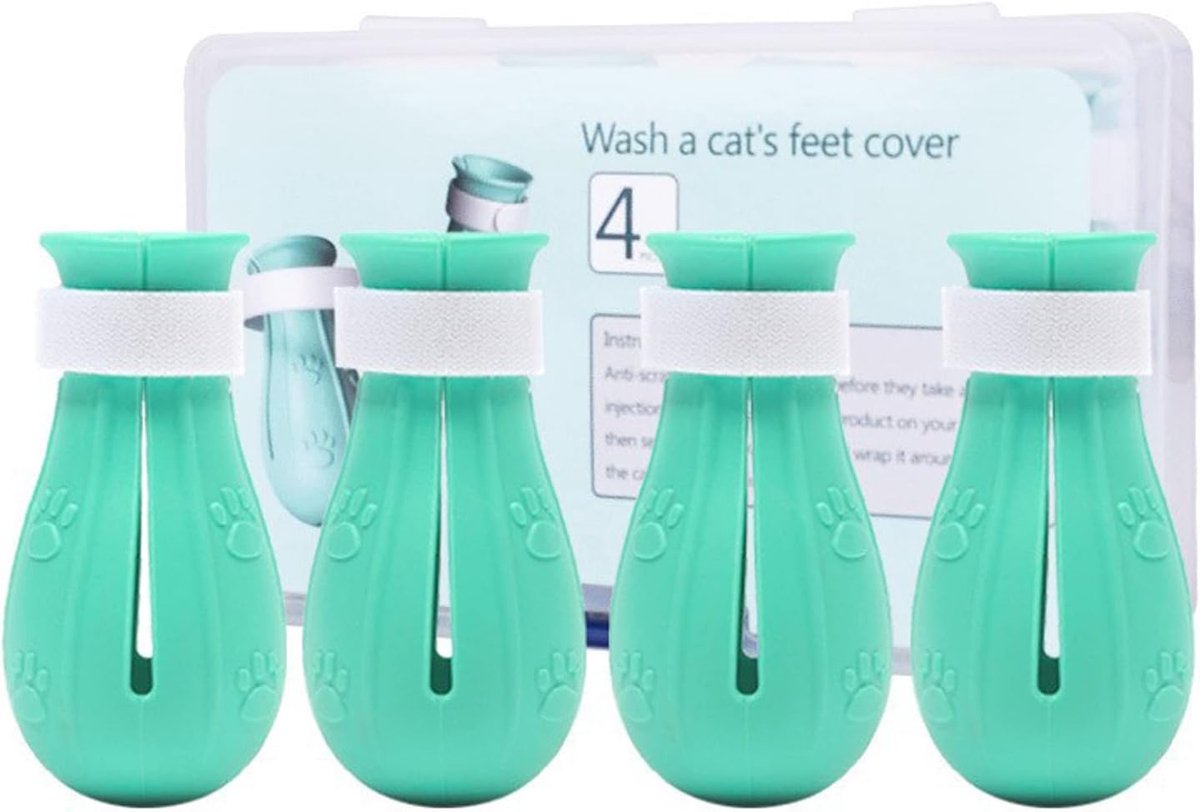 Schoenen, anti-kras kattenschoenen, instelbaar, 4 stuks, voor honden of katten, ter voorkoming van krassen, lichtgroen