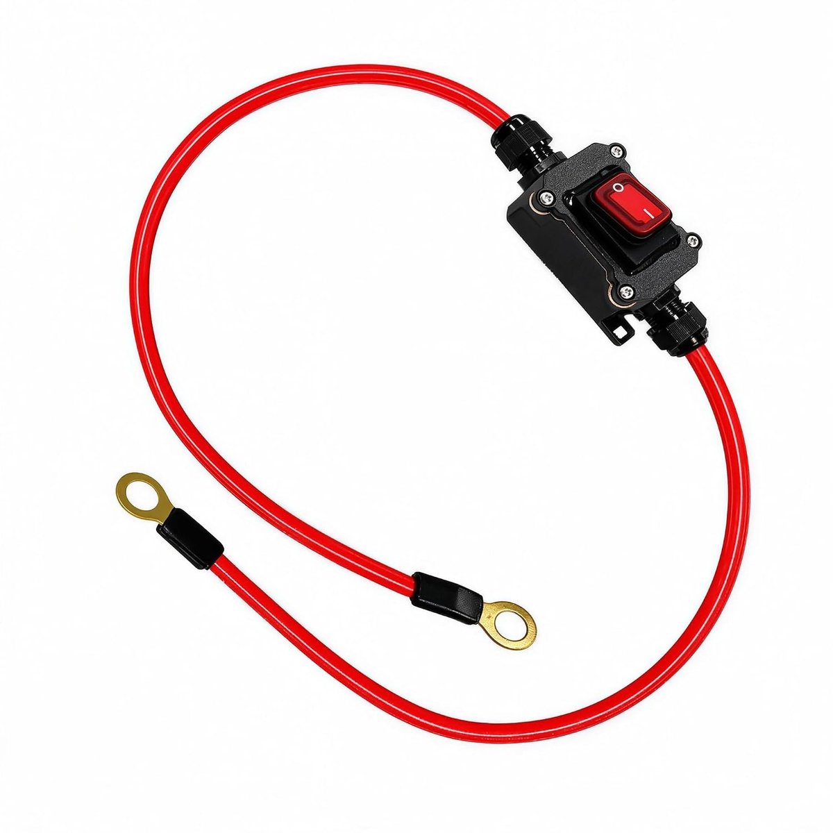 12 V/24 V O-terminal DPST schakelkabel IP67 waterdichte schakelaar met twee uiteinden O-terminal 10 AWG stroomkabel voor auto's, motorfietsen, lithiumbatterijen enz.