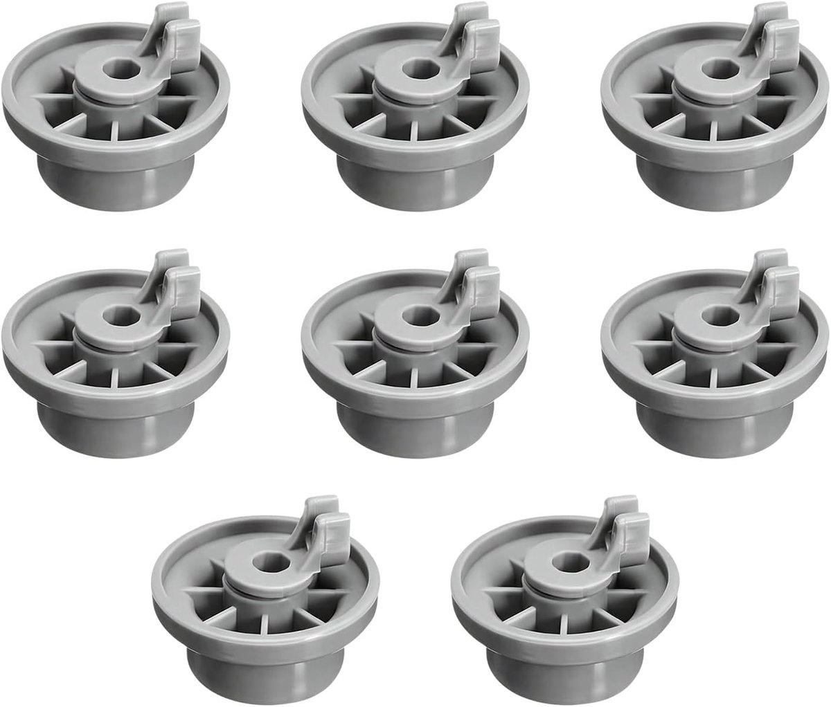 8 stuks mandwielen voor vaatwasser, 30 mm wielen voor vaatwasser, bovenste mand of onderste mand, reserveonderdelen, compatibel met vele vaatwassers (grijs)