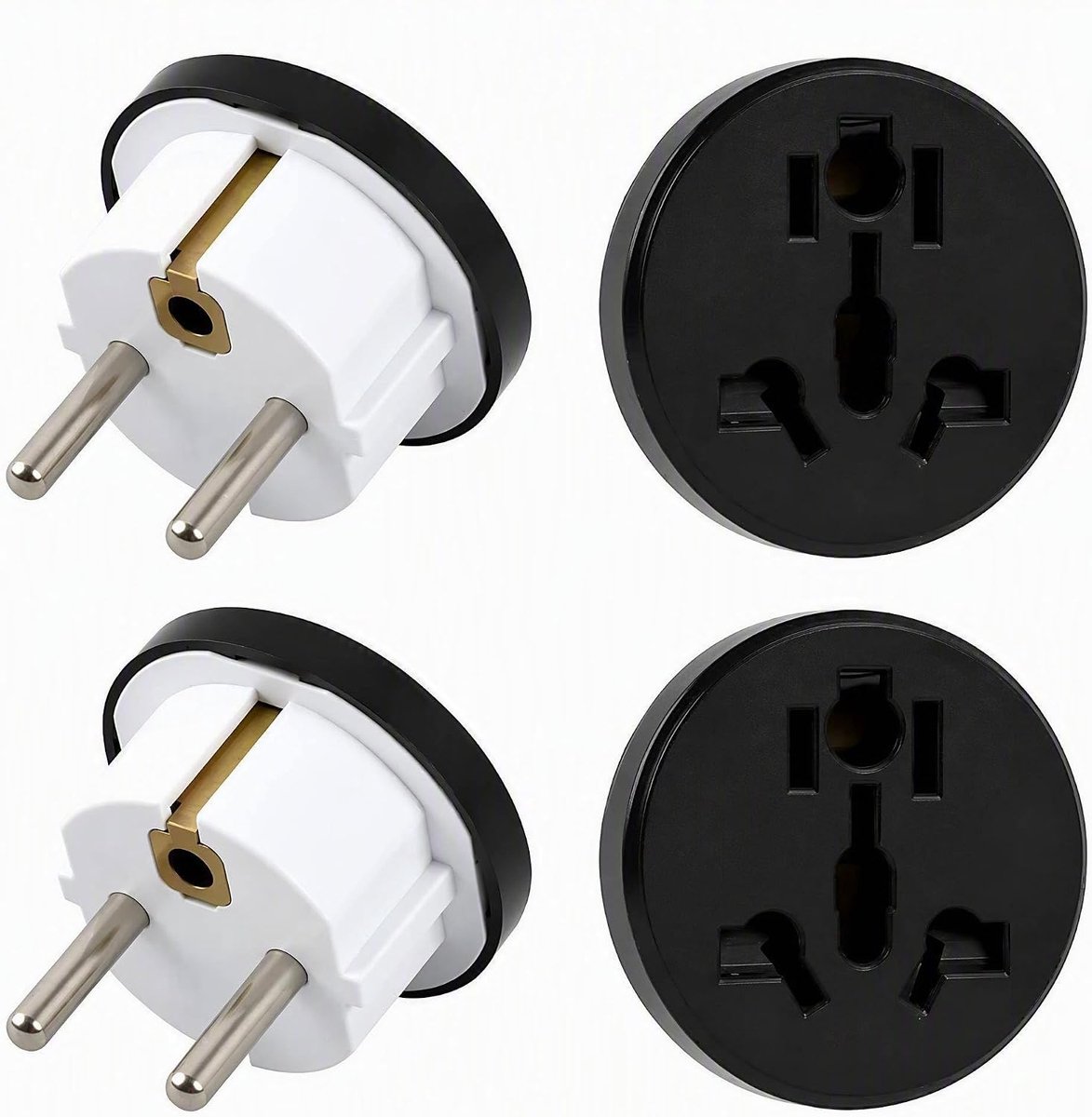 4 Stuks UK naar EU Stekkeradapters, Compacte Adapter van Groot-Brittannië naar Frankrijk voor Compatibele Apparaten uit het VK, de VS, China en Zwitserland, Reisadapter voor Volwassenen, Hotel