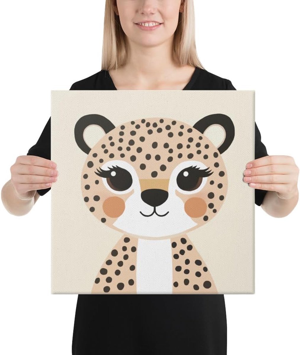 Cheetah Canvas print - kinderkamer wanddecoratie, kinderkamer kunst, speelkamerdecoratie - muurkunst voor baby, peuters en kinderen - premium wanddecoratie (20 x 20 cm)