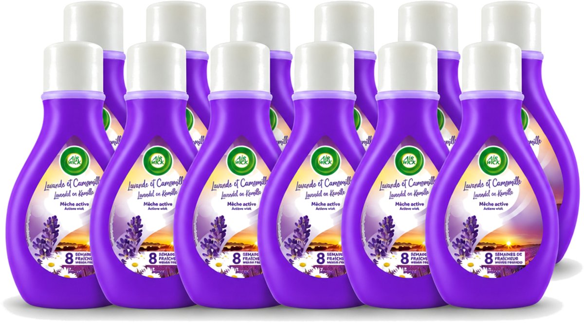 12 x Air Wick - Actieve Wiek Luchtverfrisser - Lavendel & Kamille - 375ml - Voordeelverpakking - 12 stuks