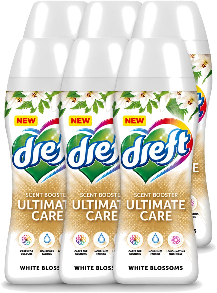 6 x Dreft - Ultimate Care - Wasverzachter - Geurbooster - Gekleurde Was - Witte Bloem - 15 Wasbeurten - Voordeelverpakking - 6 stuks