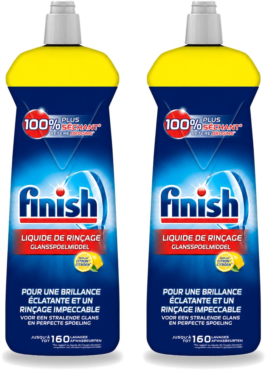 2 x Finish - Glansspoelmiddel - Citroen - Stralende glans - Tot 160 Afwasbeurten - 800 ml - Voordeelverpakking - 2 stuks