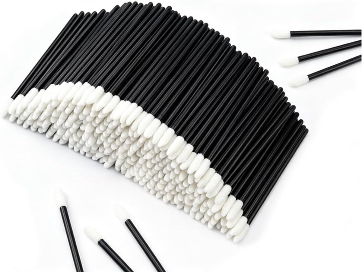 Wegwerp lippenpenselen 400 stuks - zwarte applicator - zachte borstel - ideaal voor lippenstift - ShopVlot