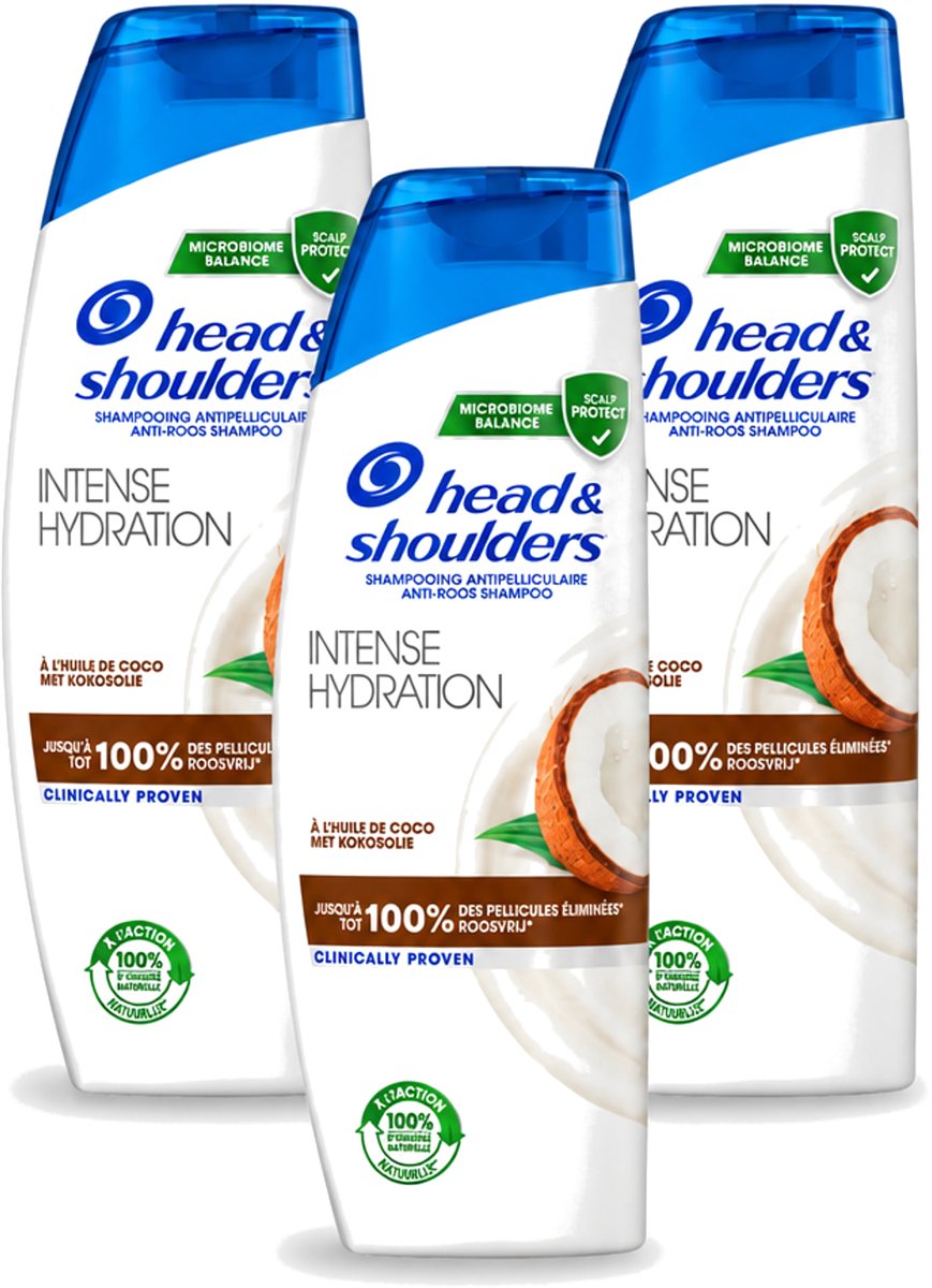 3 x Head & Shoulders - Anti-Roos Shampoo - Intense Hydration - Met Kokosolie - 285 ml - Voordeelverpakking - 3 stuks