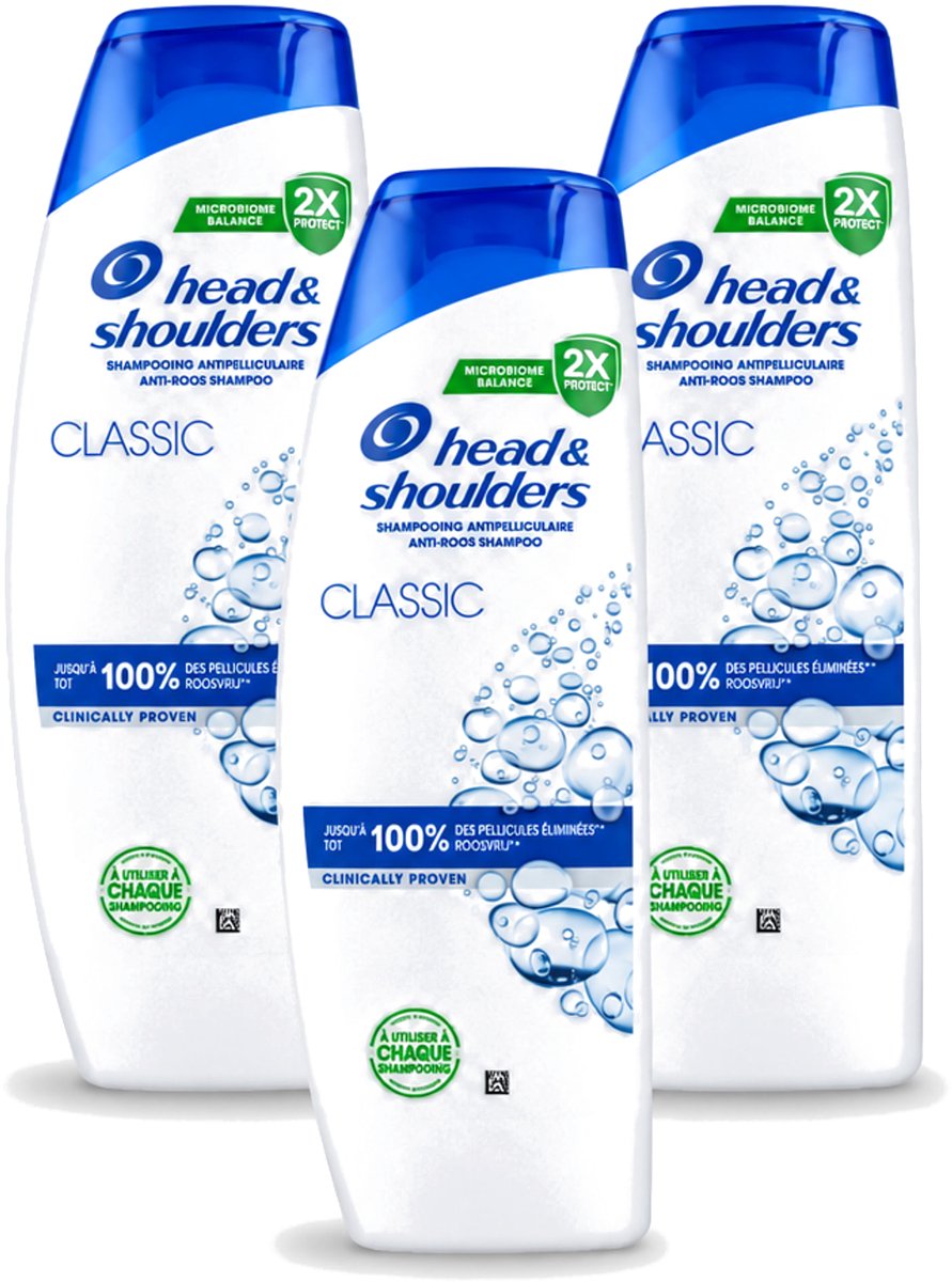 3 x Head & Shoulders - Anti-Roos Shampoo - Classic - 400 ml - Voordeelverpakking - 3 stuks