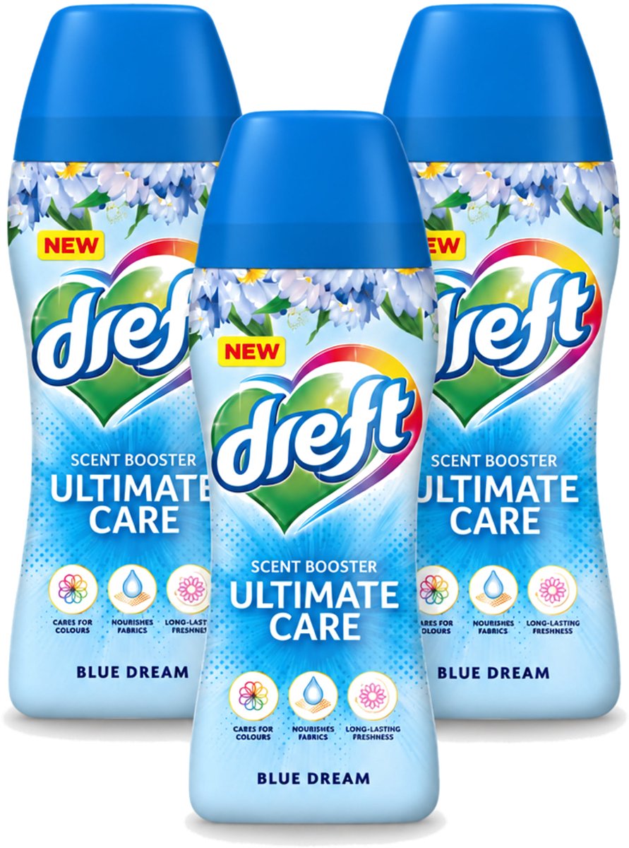 3 x Dreft - Ultimate Care - Wasverzachter - Geurbooster - Gekleurde Was - Blauwe Droom - 15 Wasbeurten - Voordeelverpakking - 3 stuks