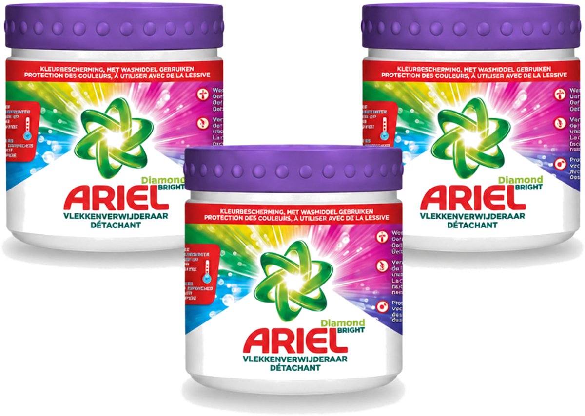 3 x Ariel Diamond Bright - Vlekverwijderaar Poeder - Gekleurde Was - 30 Wasbeurten - Voordeelverpakking - 3 stuks