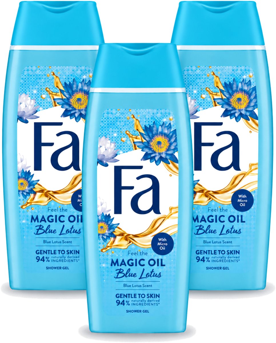 3 x Fa - Douchegel - Magische Olie - Blue Lotus Geur - 250 ml - Voordeelverpakking - 3 stuks