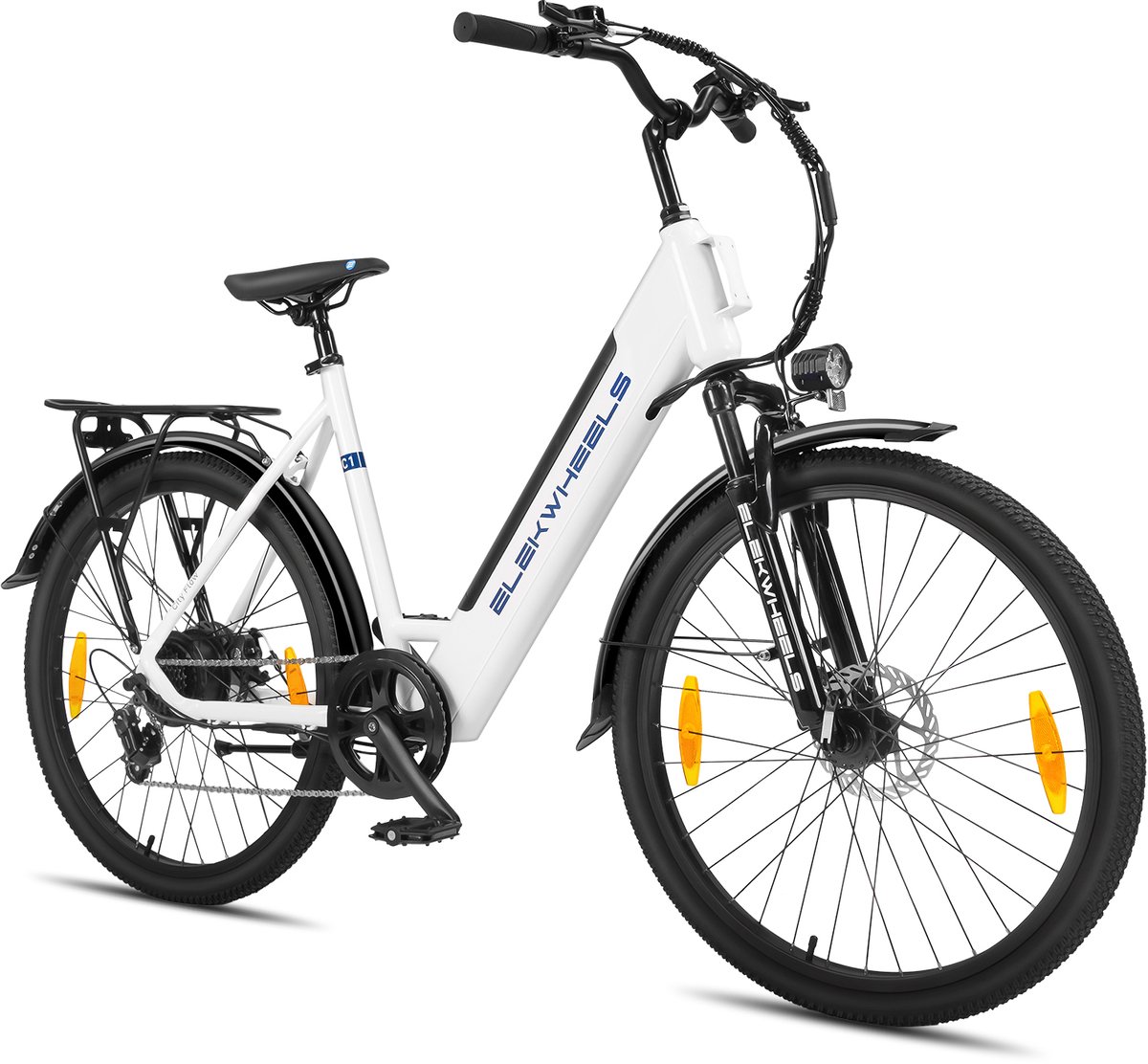 VANKEL Elektrische Stadsfiets 26 Inch – E-bike Dames & Heren – Lage Instap – 360Wh Uitneembare Accu – 250W 45Nm – 7 Versnellingen – Voorvering – App