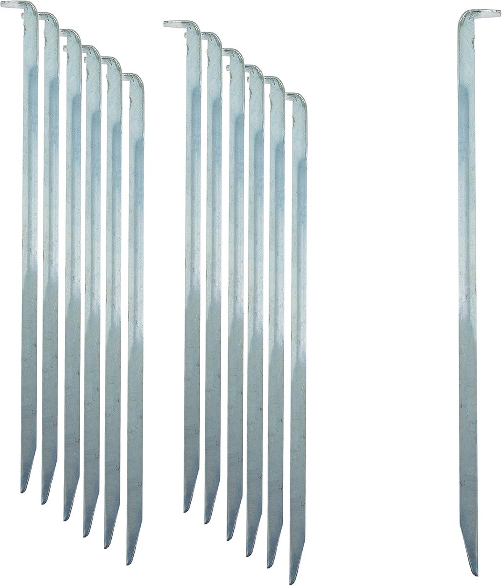 SnelShoppen - 12 x Stalen Tentpinnen 22 cm V-profiel, Gegalvaniseerde Haringen voor Tenten, Partytenten, Luifels en Tuinafscheidingen, Robuuste Grondp