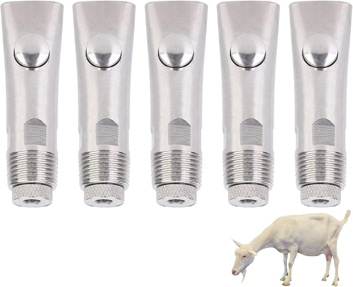 5 Stuks Varken Waterer Tepels, RVS Varken Drinker Automatische Varken Waterer Vee Water Feeder Voor Zeugen Biggen Koe(85MM)
