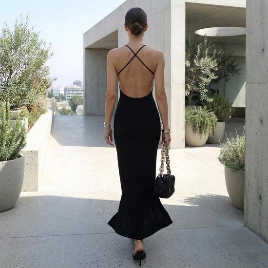 Avondjurk Voor Dames Halter Maxi Jurk Rugloze Galajurk Lange Feestjurk Elegante Split Bodycon Jurk Voor Bruiloft Cocktail Gala Ceremonie — afbeelding 4