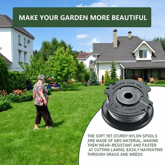 Spoelen (Ø 1,6 mm 4,9 m lengte), reservespoel compatibel met Bosch accu-grastrimmer EasyGrassCut 23/26/18/18-230/18-260/18-26, geschikt voor accu-grastrimmer EasyGrassCut — afbeelding 3