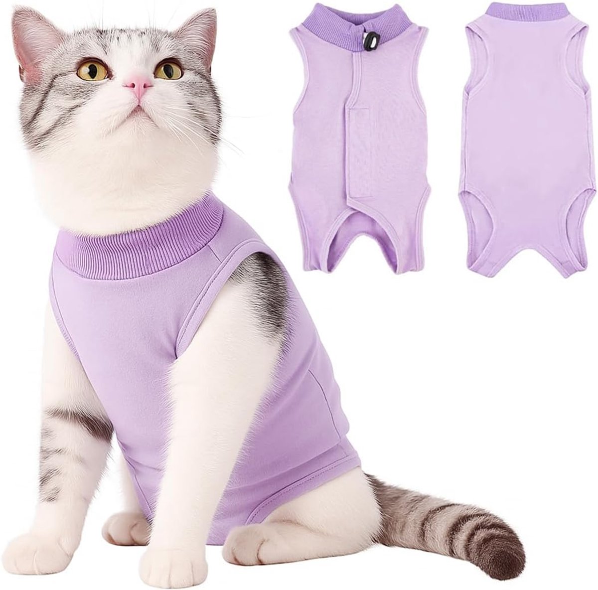 Operatiepak voor katten, postoperatief kattenpak, operatiepak voor huisdieren, zacht en ademend, voor buikwonden of huidziekten (M)