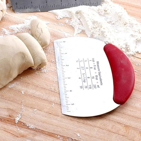 Bench Scraper, Stainless Steel Dough Pastry Scraper Cutter Chopper with Non-Slip Grip and Measurements for Kitchen Baking Tools, RedL8 — afbeelding 4
