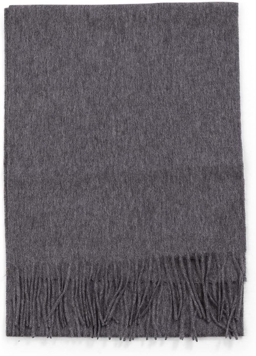 100% kasjmier pashmina sjaal uni met franjes voor dames en heren (30 cm x 164 cm + 8 cm x 2 franjes)