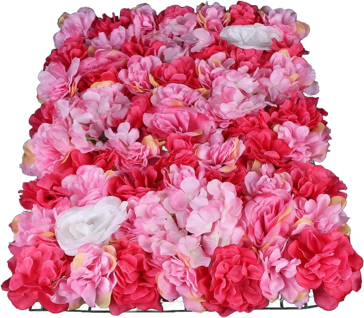 Kunstbloemenwand, rozenwand, 40 x 60 cm, bruiloft, straat, achtergrond, bloemenwand, bruiloft, kunstbloemen, paneel, decoratie voor bruiloft, tuin, woondecoratie (6 stuks, roze-rood)