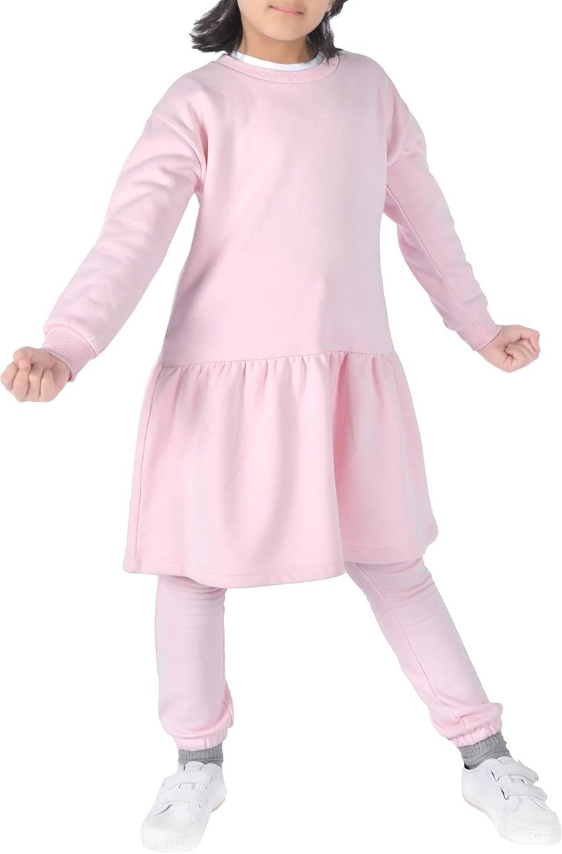 1728kgdrs1437 meisjes M17 Sweatjurk voor meisjes met lange mouwen voor kinderen, casual comfortabele zachte trui (1-Pack)