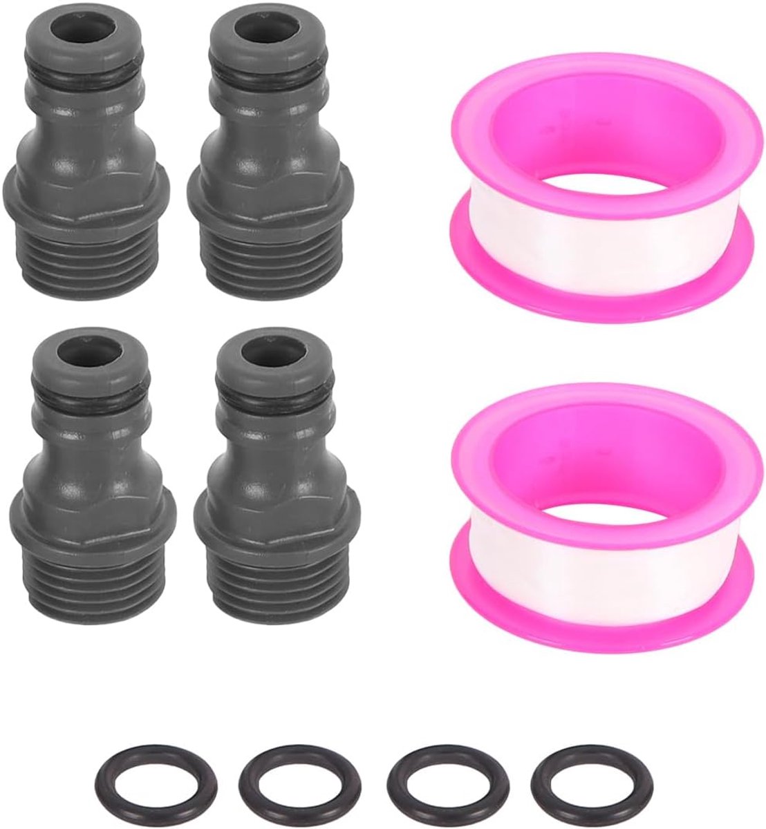 4 stuks tuinslangaansluiting, ABS 1/2" mannelijke schroefdraad kraanadapter snelkoppeling, uitgerust met vervangende afdichtingen, ringen en lekvrije tape