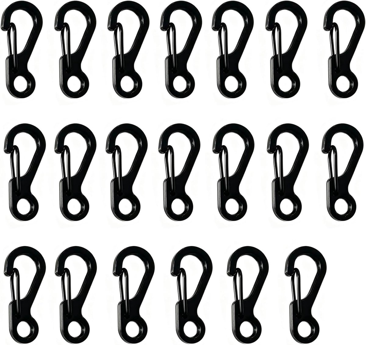 20 stuks mini-karabijnhaak, 2,5 cm/3,2 cm, mini-karabijnhaken, paracord sleutelhanger, kleine legering veerhaken voor sleutels, rugzak, kamperen, vissen, outdoor
