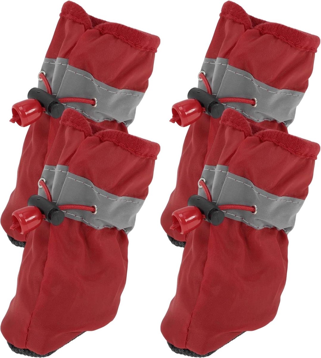 4 stuks pootbeschermers voor honden, pootbescherming, hondenschade, waterdichte sokken, hondenschoenen met verstelbare riem, voor binnen en buiten, maat 6, rood