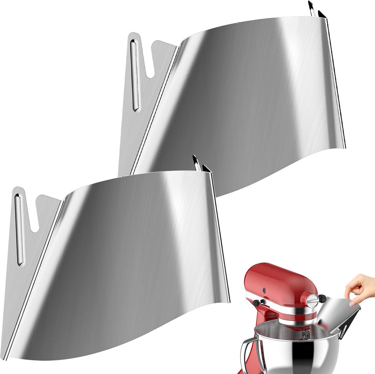 2-delige set roestvrijstalen vulhulp, universele trechter voor keukenmachines, geschikt voor kommen met wanddikte tot 5 mm en kommen voor KitchenAid accessoires