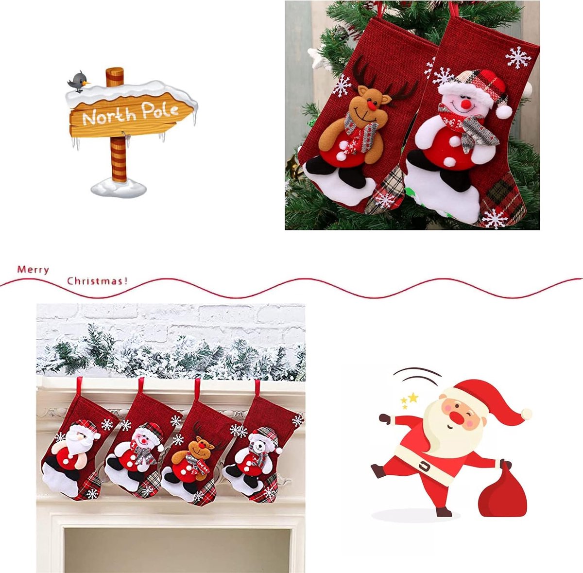 Kousen, cadeauzakjes, kerstkousen, kerstkousen, kerstkousen, kerstkousen, kerstkousen, open haard kerststokken, decoratie met lussen om op te hangen