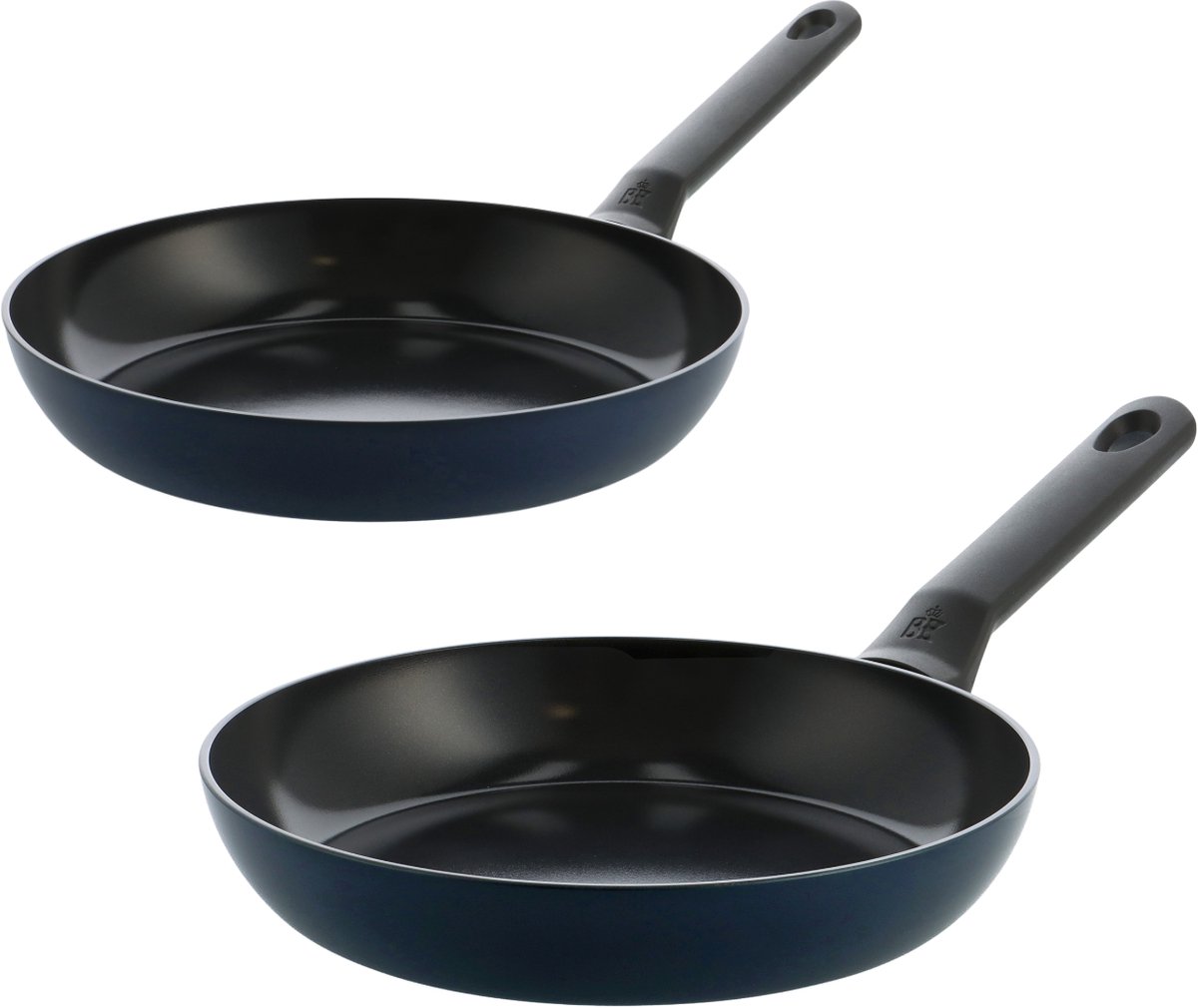 BK Enjoy Koekenpannenset 2 delig - 24/28cm - PFAS-vrije antikleeflaag - Pannenset inductie - Keramische pan - Ovenbestendig tot 160°C - Koudgrepen - Oxford blue