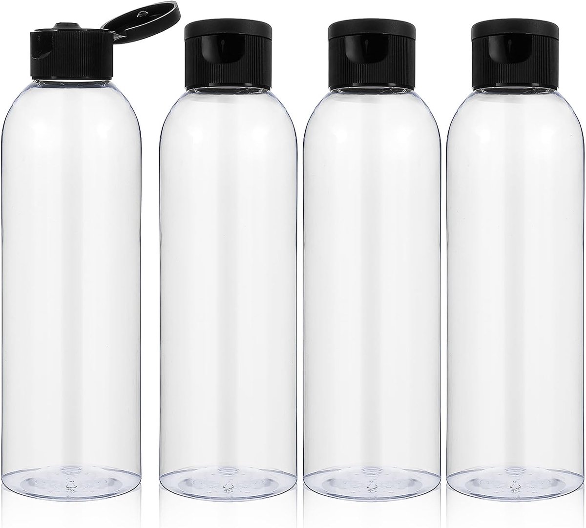 4 stuks reisflessen, 200 ml, lege dispenser, plastic fles, navulbaar, lotioncontainer met flipdop, reisformaat, container voor shampoo, conditioner, lotion, crèmes