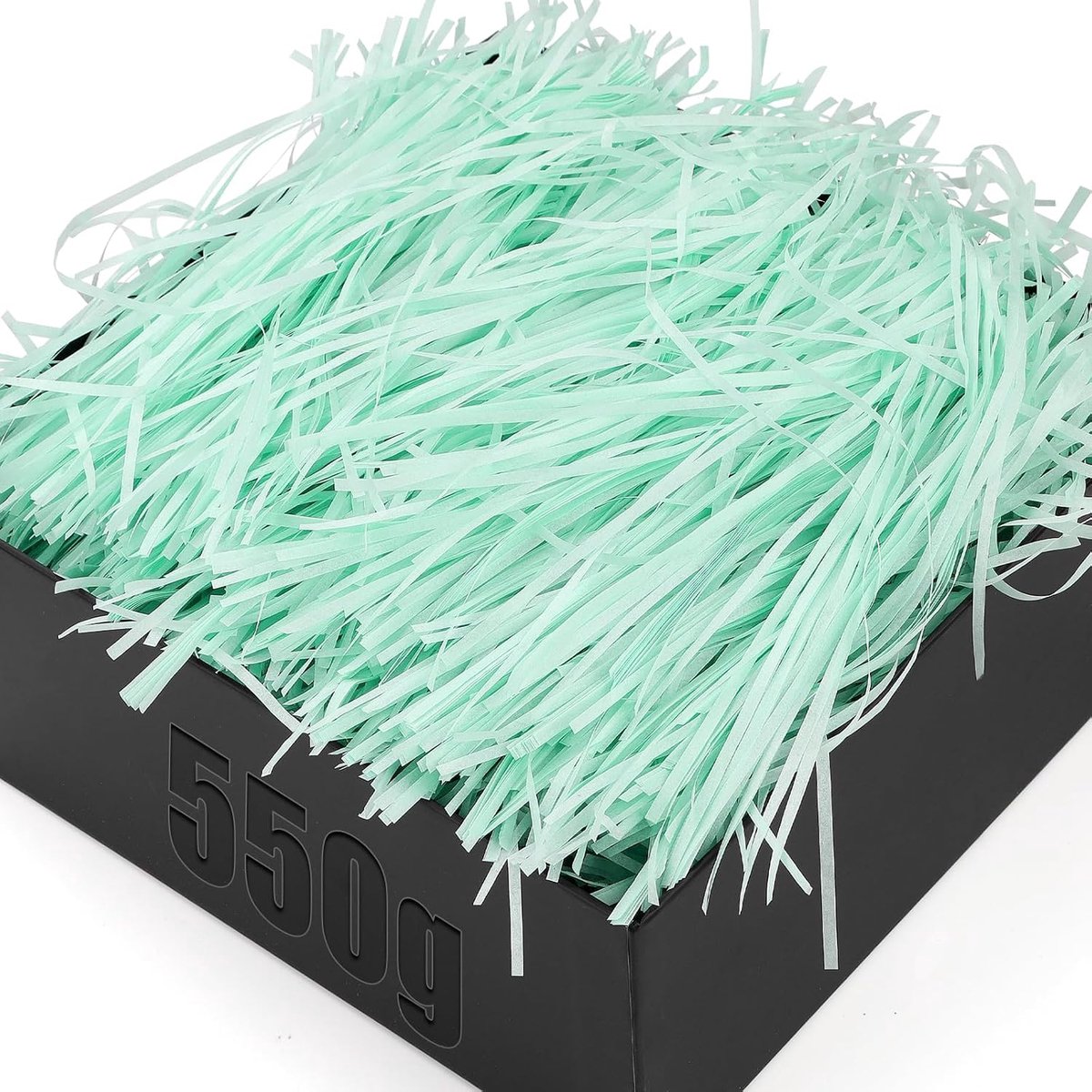 550 g vulmateriaal, cadeau, turquoise, versnipperd papier voor geschenkdoos, verpakkingsmateriaal met strikken, hamper, Shred Raffia, vulmateriaal voor pakketten, geschenkdoos, presentmand