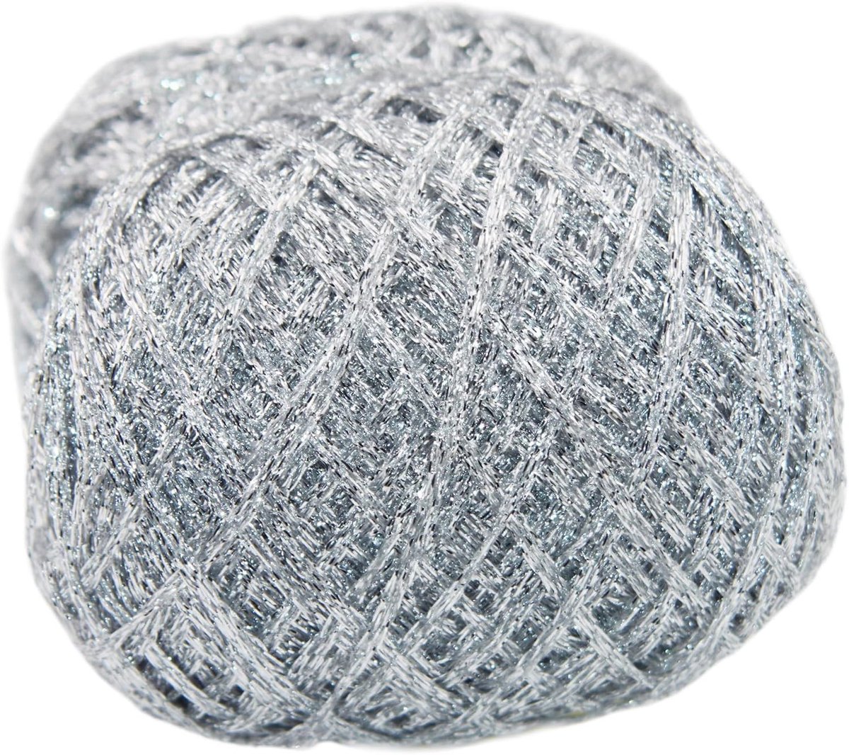 Garen, 250 m, 50 g, glanzend glittergaren, metallic haakgaren, koord voor doe-het-zelf, fancy breien, trui, sjaal, accessoires (zilver)