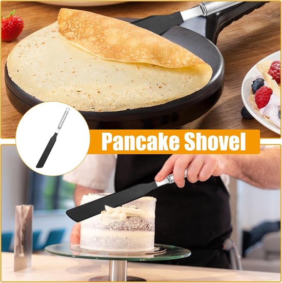 2 stuks crêpestrooier en spatel roestvrij staal, crêpe-accessoireset — afbeelding 3