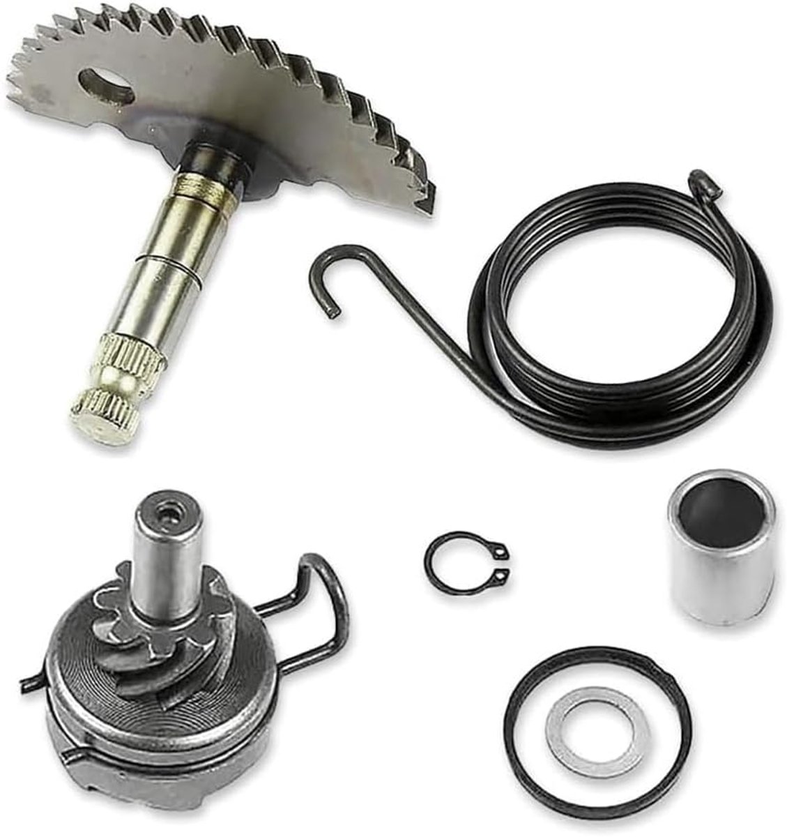 6 stuks kick starter rondsel, bromfiets kick starter rondsel, aluminium kick starter as reparatie set, bestuurder veer reparatie revisie set voor GY6 50cc 60cc 80cc 90cc 139QMB Motors Scooter