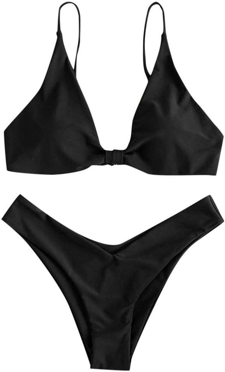 Kleding Badpak Dames Badmode Sexy Bikini Set Getailleerde Badmode Halter Bodysuit-Black_S