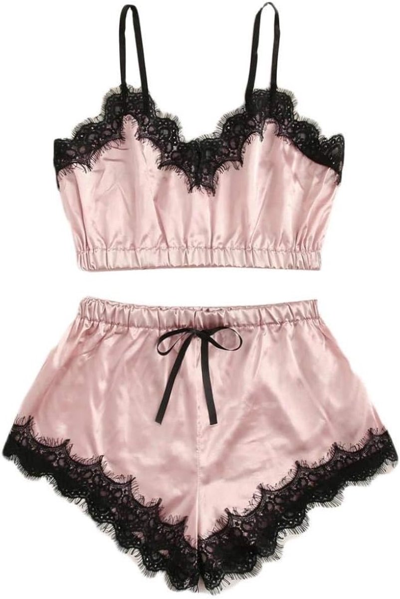 Lingerie Dameslingerie Sexy set kanten Kimono nachtkledingPyjama Set Vrouwen Sexy Pyjama Sets Slaap Nachtkleding Gift Home Kleding-Pink_M