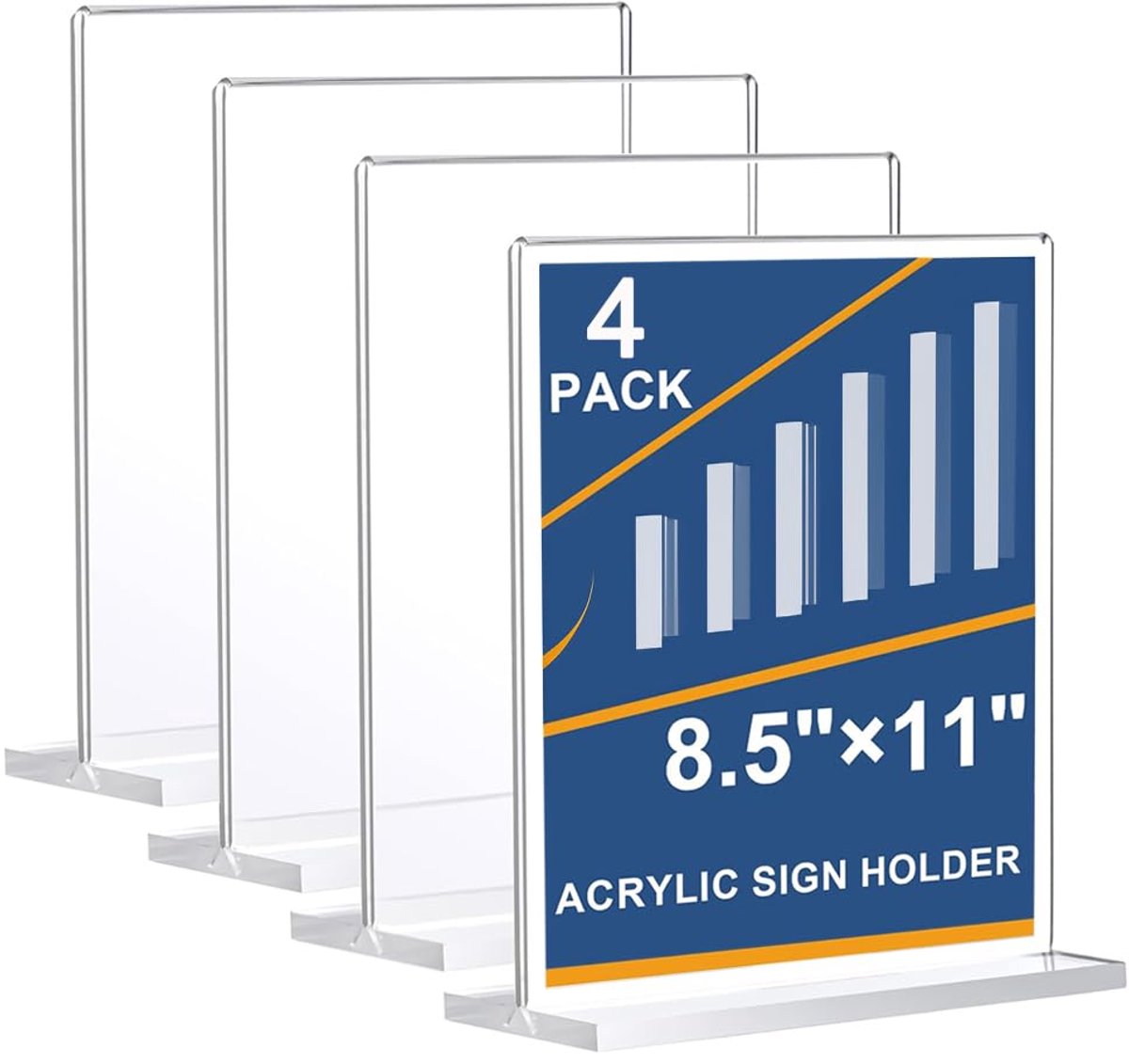 Acryl Displayhouder, Set van 4 Transparant Plexiglas met Zijlaad-Design voor Menu’s, Brochures, Menukaarthouder & Tafeldisplay in Restaurant, Kantoor & Café (Transparant T)
