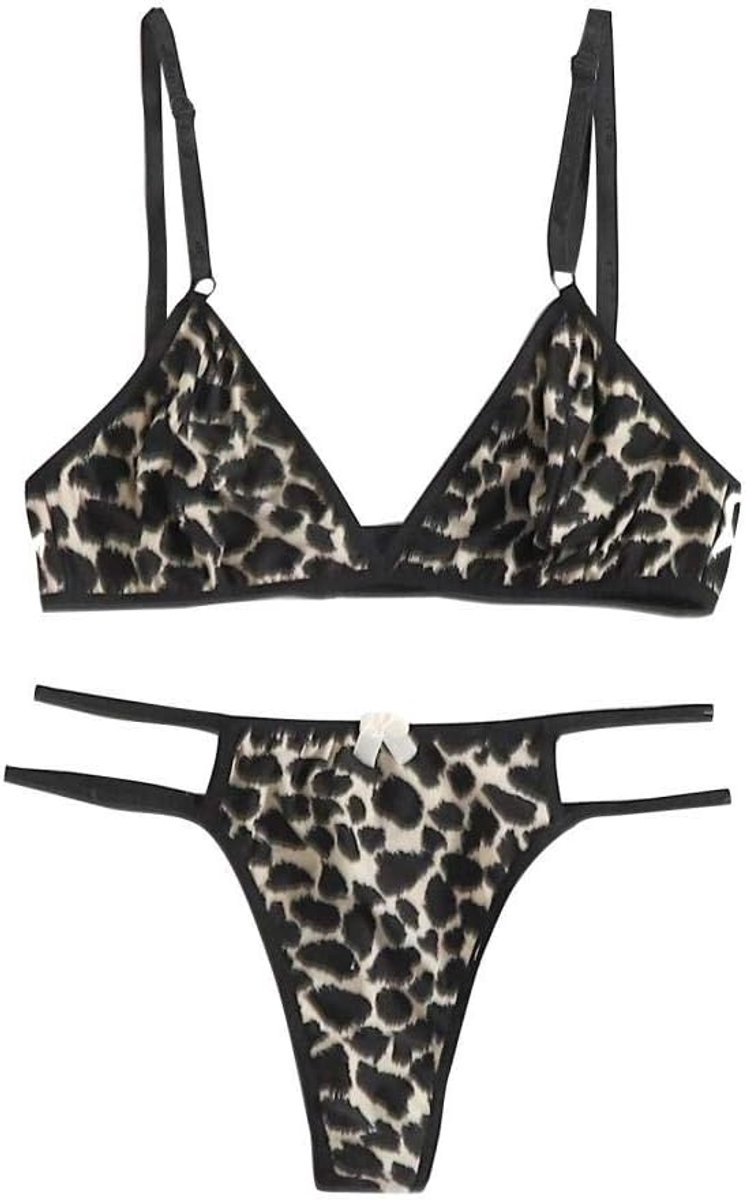 Sets met nachtmode & ochtendjas M-2XL Sexy Lingerie Dames Beha String Ondergoed Kostuum Nachtkleding-Brown_XXL