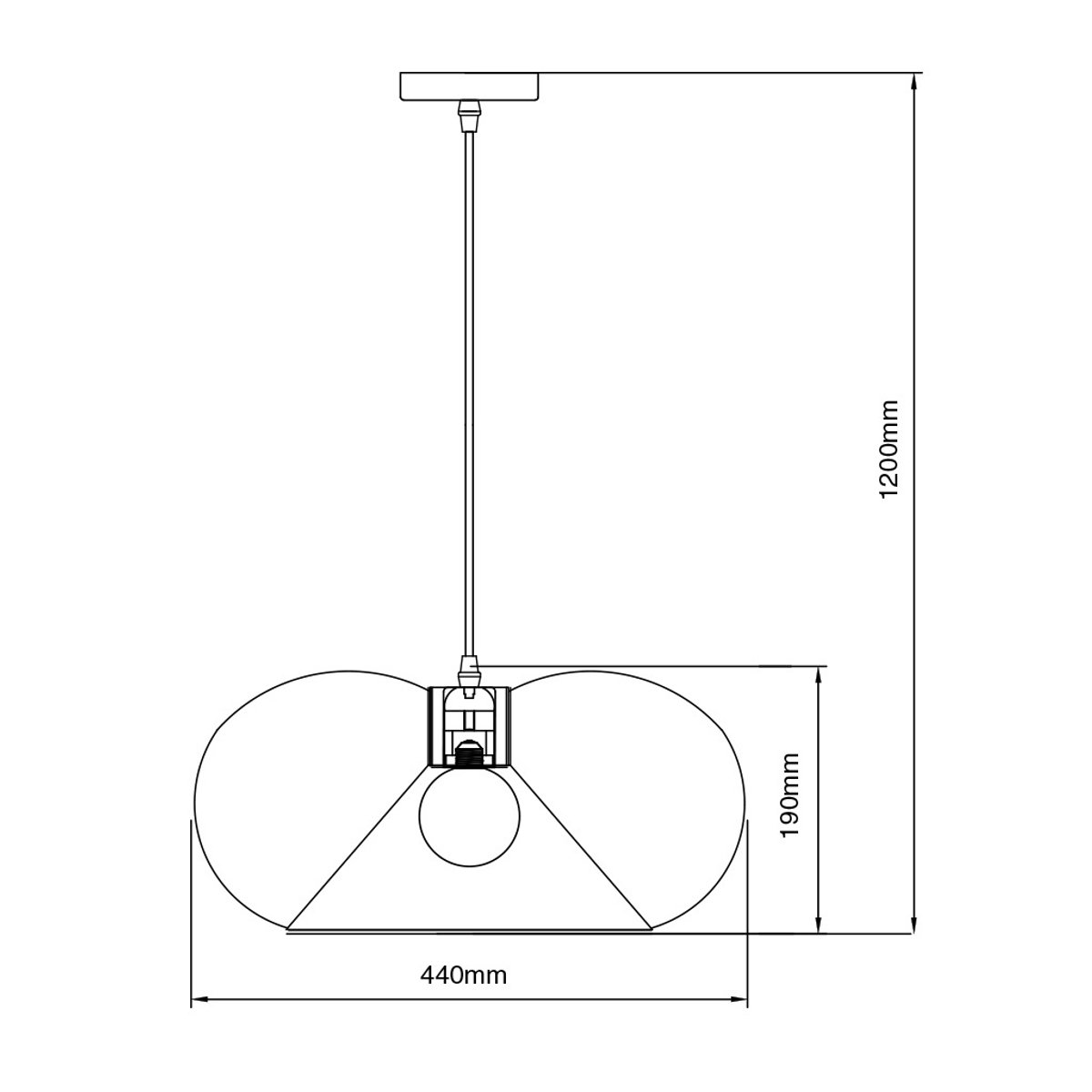 Julia E27 hanglamp, zwart gelakt staal, diameter 43 cm, kabellengte 120 cm, IP20, lichtbron niet inbegrepen