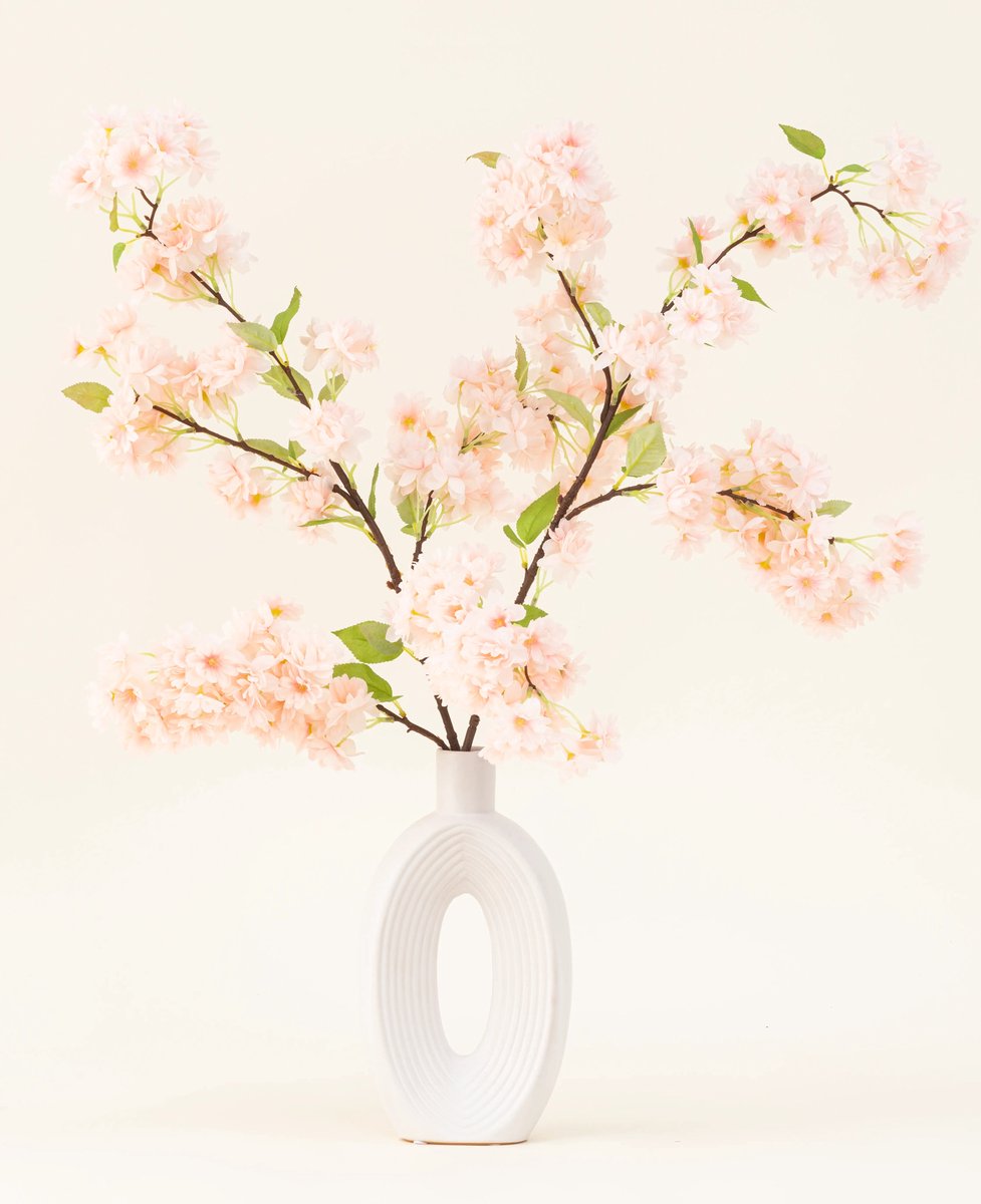 Easyplants | Zijden kunstbloemen boeket Kersenbloesem lichtroze | Zijde | Nepbloemen | Groen, Licht Roze | Onderhoudsvrij | Kant-en-klaar